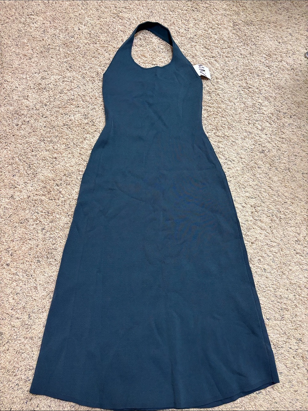 Zara Halter Maxi Dress in Navy size medium NWT